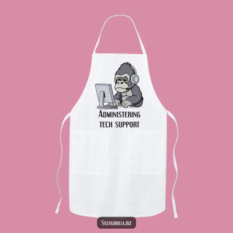 Funny Gorilla Chef Apron - Confused Ape in Kitchen, Hilarious Cooking Gift
