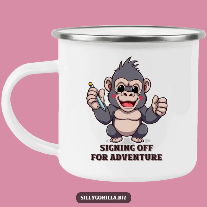 Funny Gorilla Camping Mug: Durable Signing Ape Cup for Enthusiastic Sips
