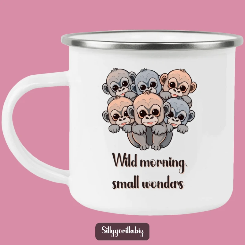 Funny Baby Gorilla Camping Mug - Abstract Peeking Primate Outdoor Gift