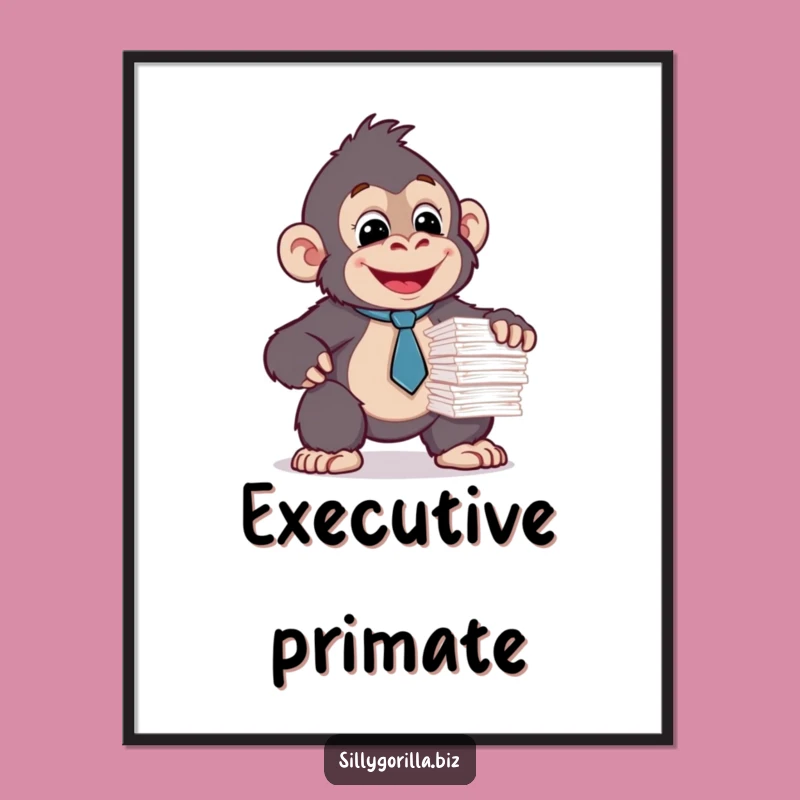 Funny Gorilla Tie Digital Art: Office Humor Decor, Perfect Instant Gift