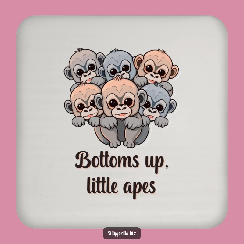 Funny Baby Gorilla Coasters (Set of 4) - Abstract Peeking Primate Gift