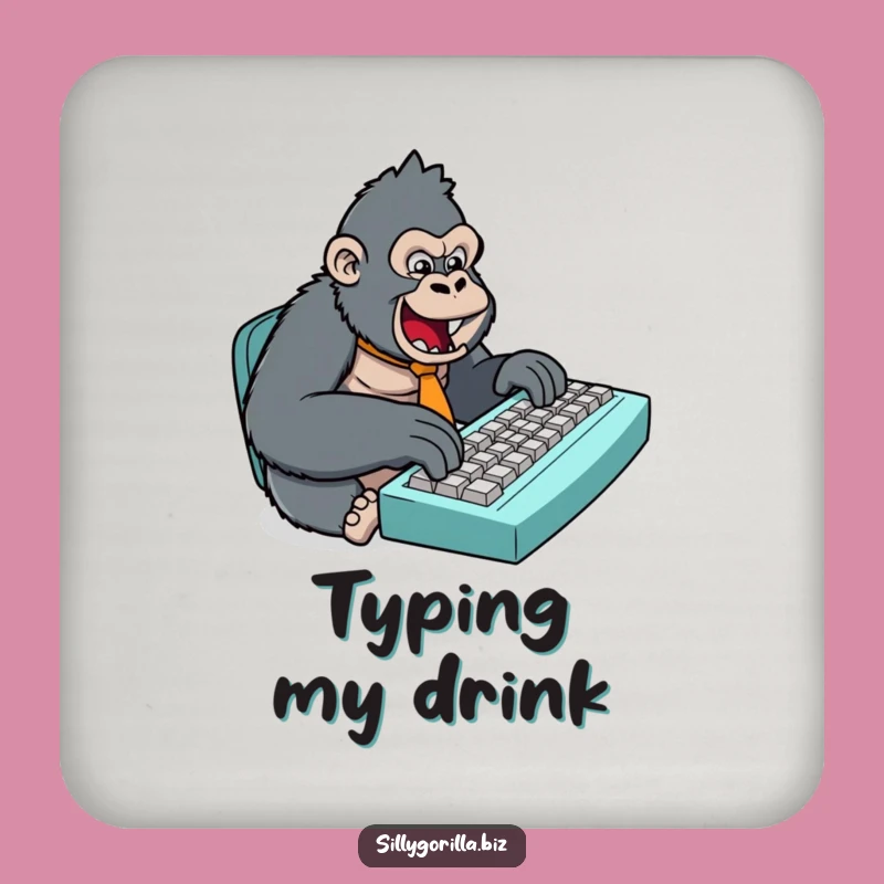 Funny Gorilla Typing Coaster: Hilarious Desk Accessory and Gift