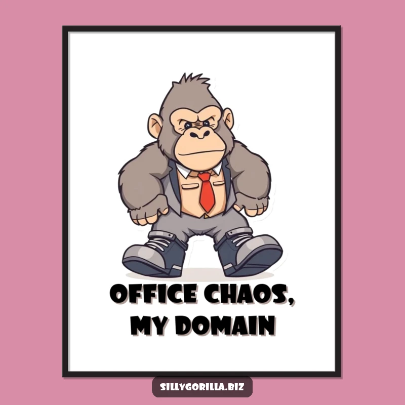 Funny Office Gorilla Poster - Stomping Ape Wall Art Gift