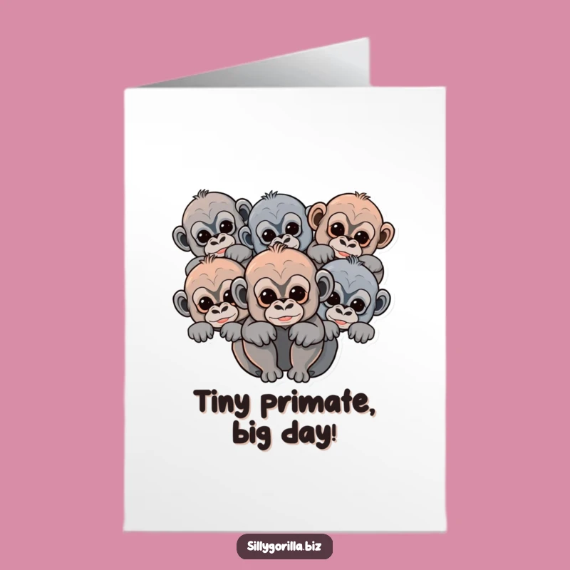 Free Printable Funny Gorilla Birthday Card - Adorable Baby Apes PEEKING - Downloadable Gift