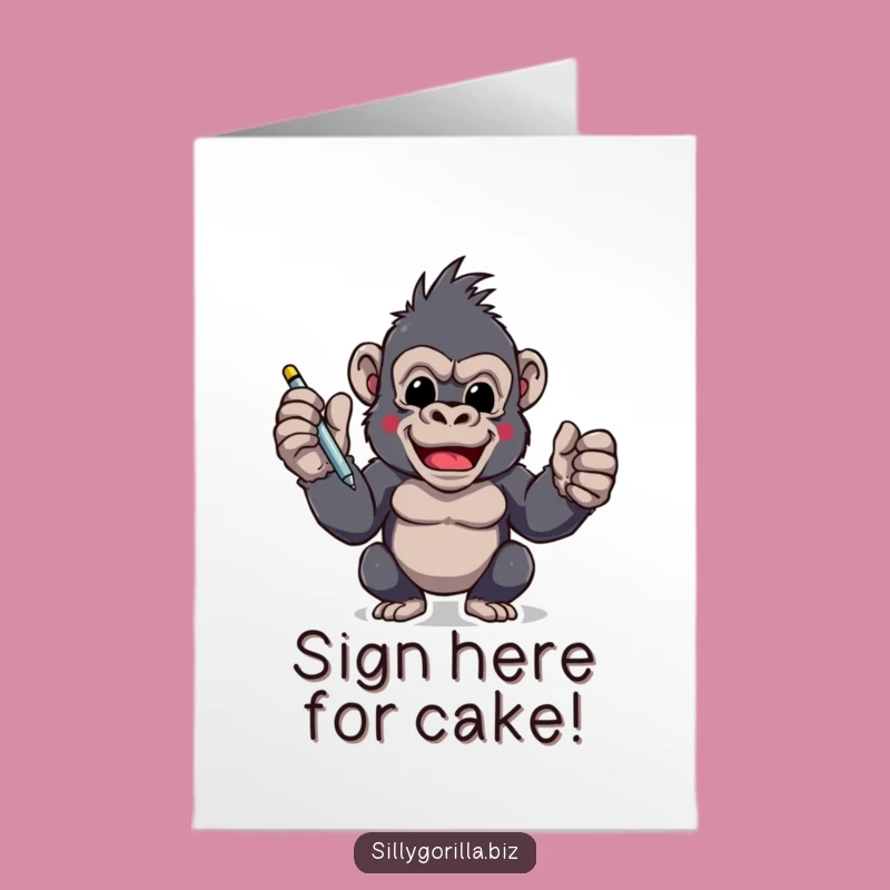 Signing Gorilla Birthday Card Free Printable: Funny Excited Downloadable Gift for Signings
