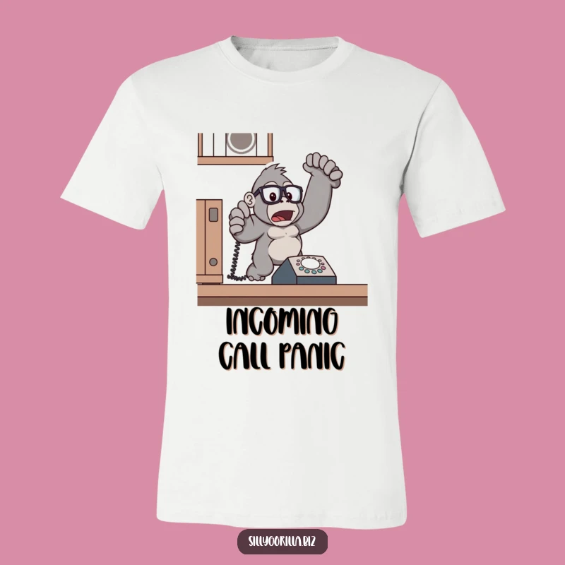 Funny Gorilla Ring Tone T-Shirt - Surprised Ape, Hilarious Phone Anxiety Gift
