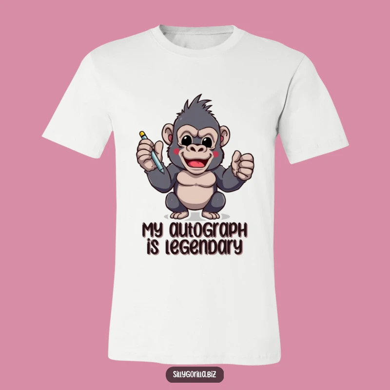 Funny Gorilla T-Shirt: Eager Signing Ape Tee for Go-Getters